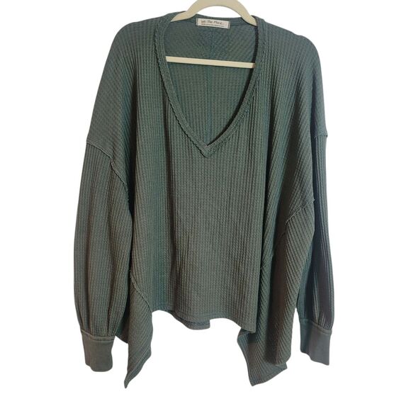 We The Free Coraline Waffle Knit Oversized Swing Top Women's Medium Green Boho - Picture 1 of 9
